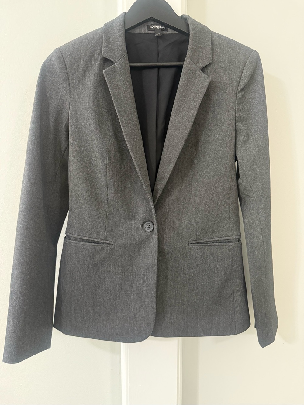 Express Women's Charcoal Gray Single-Button Blazer